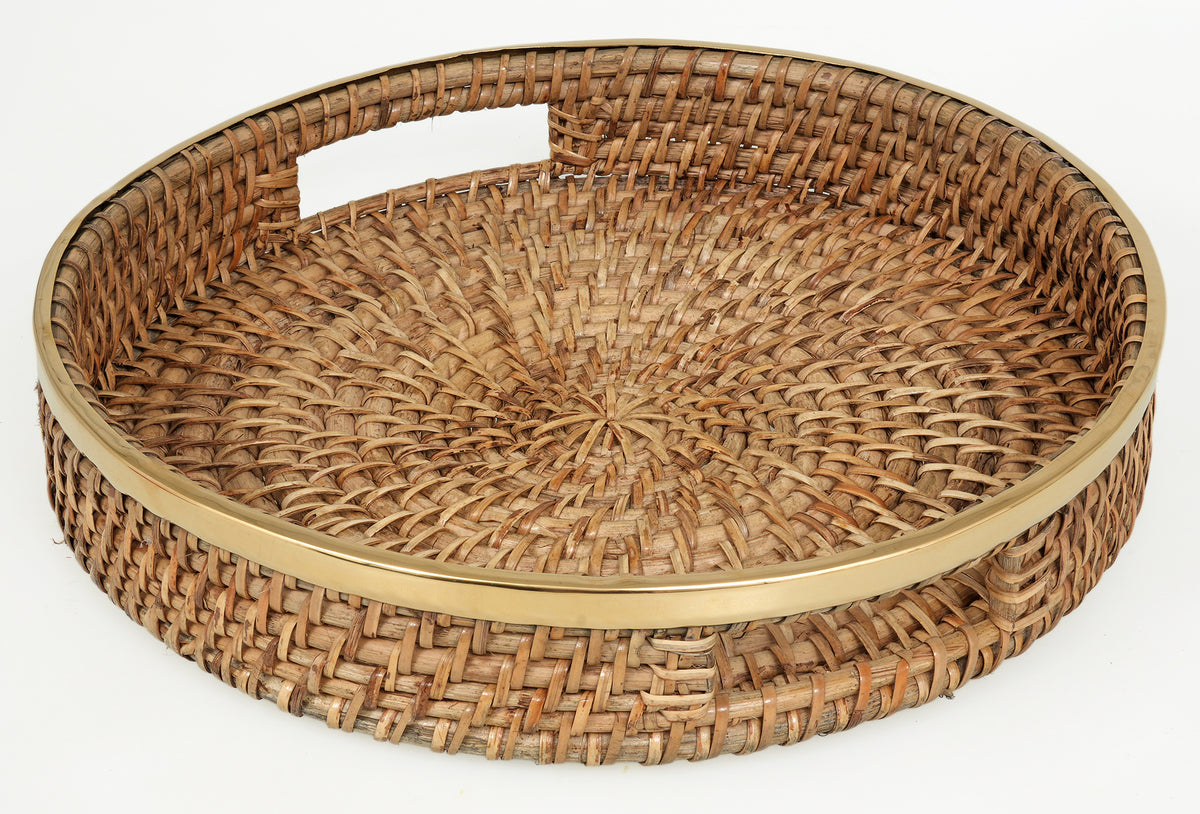 OKAVANGO ROUND GALLERY TRAY (BRASS RIM)
