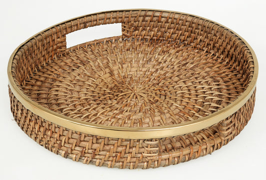 OKAVANGO ROUND GALLERY TRAY (BRASS RIM)